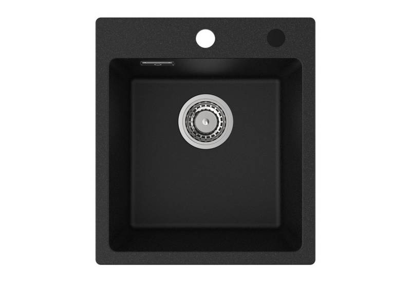 CECIPA MAX Küchenspüle Spülbecken mit 1 Becken Quarz Schwarz 40x45cm (ohne Seifenspender), Quadrat, 40/18.5 cm, Einbauinstallation/Untertischinstallation, Granitspüle von CECIPA MAX