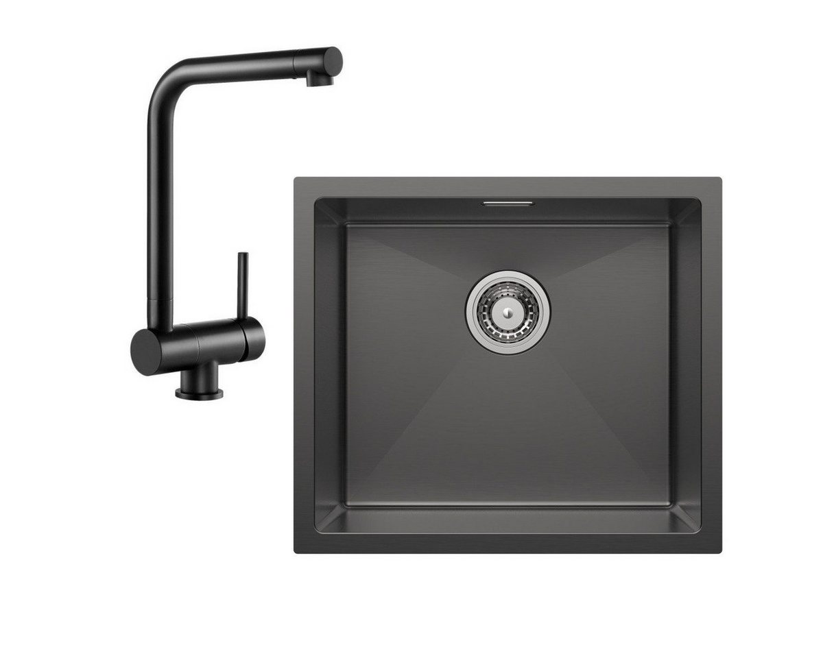 CECIPA MAX Küchenspüle Unterbauspüle mit 1 Becken 50×44CM Edelstahlspüle Anthrazitschwarz, Quadrat, 50/44 cm, Schwarz Küchenarmatur, Spültischarmatur vor dem Fenster 310,9 mm CECIPA MAX Küchenspüle Unterbauspüle mit 1 Becken 50×44CM Edelstahlspüle Anthrazitschwarz, Quadrat, 50/44 cm, Schwarz Küchenarmatur, Spültischarmatur vor dem Fenster 310,9 mm von CECIPA MAX