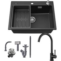 Cecipa Max - Granitspüle 60×45 cm Küchenspüle Granit + Hochdruck Küchenarmatur, Aufsatz Spüle mit Abtropfkorb und Seifenspender Cecipa Max - Granitspüle 60×45 cm Küchenspüle Granit + Hochdruck Küchenarmatur, Aufsatz Spüle mit Abtropfkorb und Seifenspender von CECIPA MAX