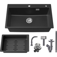 Cecipa Max - Granitspüle 70 × 45 cm Küchenspüle Granit mit Abtropfkorb, Aufsatz Spüle Küchenspülbecken, inkl. Siphon Ab- und Überlaufgarnitur Cecipa Max - Granitspüle 70 × 45 cm Küchenspüle Granit mit Abtropfkorb, Aufsatz Spüle Küchenspülbecken, inkl. Siphon Ab- und Überlaufgarnitur von CECIPA MAX
