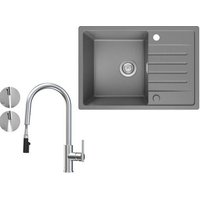 Cecipa Max - Küchenspüle 65x45cm Granitspüle Grau Mit Abtropffläche + Ausziehbarer Küchenarmatur gebürstete Mit 2 Strahlarten Küche Wasserhahn Hohe Cecipa Max - Küchenspüle 65x45cm Granitspüle Grau Mit Abtropffläche + Ausziehbarer Küchenarmatur gebürstete Mit 2 Strahlarten Küche Wasserhahn Hohe von CECIPA MAX
