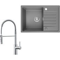 Cecipa Max - Küchenspüle 65x45cm Granitspüle Grau Mit Abtropffläche + Feder-Küchenarmatur gebürstete Mit 2 Strahlarten Küche Wasserhahn Hohe 480 mm Cecipa Max - Küchenspüle 65x45cm Granitspüle Grau Mit Abtropffläche + Feder-Küchenarmatur gebürstete Mit 2 Strahlarten Küche Wasserhahn Hohe 480 mm von CECIPA MAX