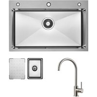 Cecipa Max - Küchenspüle aus Edelstahl 70x45cm Gebürstete Mit Abtropffläche + Hochdruck-Küchenarmatur Gebürstete Küche Wasserhahn Hohe 363.7MM Cecipa Max - Küchenspüle aus Edelstahl 70x45cm Gebürstete Mit Abtropffläche + Hochdruck-Küchenarmatur Gebürstete Küche Wasserhahn Hohe 363.7MM von CECIPA MAX