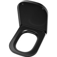 Kurzer quadratischer Toilettensitz, Schwarzer Toilettensitz mit Doppelknopf, Toilettensitz aus Harnstoff-Formaldehyd, Toilettensitz mit von DERW MAX