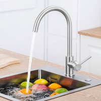 Cecipa Max Gebürstete Küchenarmatur 360° Drehbar Spültischarmatur Warm- und Kaltwasser Spültischarmatur mit Abnehmbarem Sprudel von CECIPA MAX