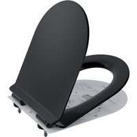 Ultradünner D-förmiger Toilettensitz, Harnstoff-Formaldehyd-Toilettensitz, Toilettensitz mit Absenkautomatik, Schwarz - Derw Max von CECIPA MAX