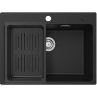 Cecipa Max - Granitspüle 60 × 45 cm Küchenspüle Granit mit Abtropfkorb, Aufsatz Spüle Küchenspülbecken, inkl. Siphon Ab- und Überlaufgarnitur von CECIPA MAX