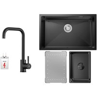 Cecipa Max - Küchenspüle 1.5 Becken 70x44cm EdelstahlSpüle Anthrazitschwarz Unterbauspüle + Niederdruck-Küchenarmatur Schwarz Hohe 355MM Cecipa Max - Küchenspüle 1.5 Becken 70x44cm EdelstahlSpüle Anthrazitschwarz Unterbauspüle + Niederdruck-Küchenarmatur Schwarz Hohe 355MM von CECIPA MAX