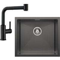 Cecipa Max - Unterbauspüle mit 1 Becken 50×44CM Edelstahlspüle Anthrazitschwarz + Küchenarmatur mit 2 Strahlarten Ausziehbarer Spültischarmatur in von CECIPA MAX