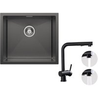 Cecipa Max - Unterbauspüle mit 1 Becken 50×44CM Edelstahlspüle Anthrazitschwarz + Küchenarmatur mit 2 Strahlarten Schwarz ausziehbarer Cecipa Max - Unterbauspüle mit 1 Becken 50×44CM Edelstahlspüle Anthrazitschwarz + Küchenarmatur mit 2 Strahlarten Schwarz ausziehbarer von CECIPA MAX