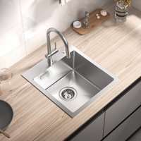 Cecipa - 1 Becken Küchenspüle 404519CM - Spüle aus gebürstetem Edelstahl 1 Becken mit Siphon und Überlauf - Einbau- oder flächenbündig montierte von CECIPA