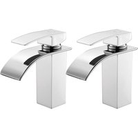 Cecipa - 2PCS Edelstahl-Badarmatur – Waschbecken-Wasserhahn – Chrom – Einloch-Waschtischarmatur von CECIPA