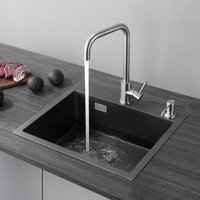 Spülen mit 1 Becken, Einzelbecken-Küchenspülbecken, 50 x 45 Arbeitsplatte oder eingebauter Edelstahl 304 mit Abfluss und Siphon - Cecipa von CECIPA