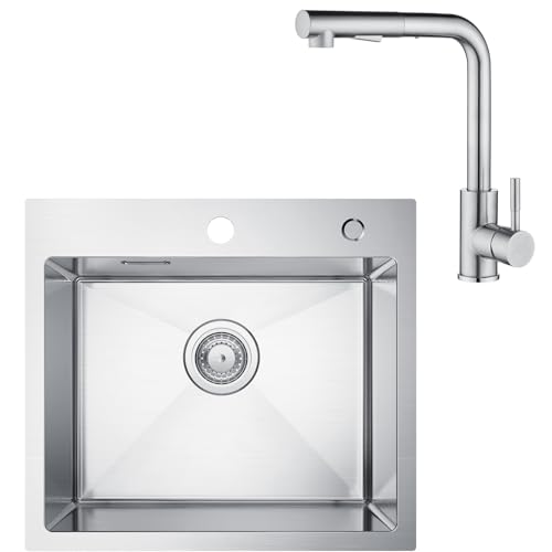 CECIPA 50x45CM Küchenspüle Edelstahl mit Wasserhahn Küche Ausziehbar von CECIPA
