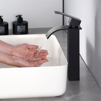 Cecipa - Schwarz Waschtischarmatur mit Hohem Auslauf Mischbatterie Bad mit Wasserfallform Waschbeckenarmatur für Badezimmer von CECIPA