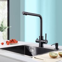 Küchenarmatur pure - b 3 Wege Wasserhahn Küche 360° Drehbar Hochdruckarmatur, Trinkwasserhahn mit Doppelhebel, 3 in 1 Mischbatterie für Osmoseanlagen von CECIPA
