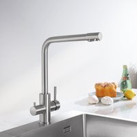 Cecipa - Küchenarmatur pure - i 3 Wege Wasserhahn Küche 360° Schwenkbar Hochdruckarmatur, Trinkwasserhahn mit 2 Hebel, 3 in 1 Mischbatterie für von CECIPA
