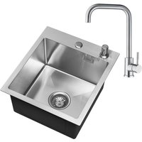 Cecipa - Spülbecken 4045 cm ab 40er Unterschrank Küchenspüle mit Über- und Ablaufgarnitur Edelstahl Becken Einbauspüle 304 Poliert + Armatur 204s von CECIPA