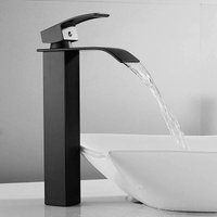 Cecipa - Schwarz Waschbecken Armatur Waschtischarmatur Wasserfall Wasserhahn Waschtischarmaturen mit Hoher Wasserfall Auslauf für Badezimmer von CECIPA