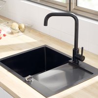 Cecipa - Wasserhahn Küche Schwarz aus Edelstahl, Küchenarmatur Schwarz 360° Drehbar, Spültischarmatur Küche mit hohem, gebogenem Auslauf Dex H204H von CECIPA