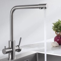 3 Wege Wasserhahn Küche, Küchenarmatur 360° Schwenkbar, Mischbatterie Küche für Osmoseanlage, 3-in-1 Hochdruckarmatur, Trinkwasserhahn mit 2 Hebel, von CECIPA