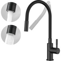 Flexibler Küchenhahn mit 2 Düsenarten, ausziehbarer Küchenmischhahn, flexibler Spültisch-Mischhahn mit heißem und kaltem Wasser (schwarz) - Cecipa von CECIPA