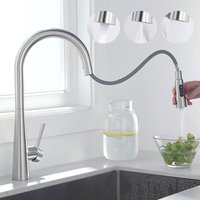 Gebürsteter Küchenmischhahn mit ausziehbarer Brause – Spültischarmatur 3 Wasserauslassmodi – 360° Drehung – Wasserhahn für heißes und kaltes von CECIPA