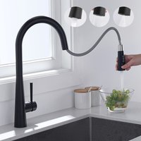 Küchenmischbatterie mit 3 Wasserauslassmodi, schwarzer Spültisch-Mischhahn aus Edelstahl, Küchenarmatur mit ausziehbarer Brause - Cecipa von CECIPA