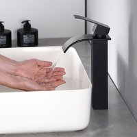 Schwarz Waschbecken Armatur Waschtischarmatur Wasserfall Wasserhahn Waschtischarmaturen mit Hoher Wasserfall Auslauf für Badezimmer Waschbecken von CECIPA