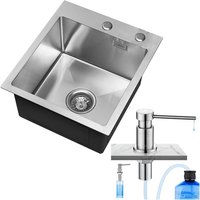 Cecipa - Spülbecken 40 45 cm ab 40er Unterschrank Küchenspüle mit Über- und Ablaufgarnitur Edelstahl Becken Einbauspüle 304 Poliert + Seifenspender von CECIPA