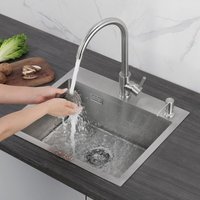 Spüle mit 1 Becken Quadratische Küchenspüle 50 x 45 x 18,5 cm Edelstahl Küchenspüle Küchenspüle Ohne Seifenspender - Cecipa von CECIPA