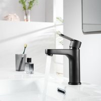 Cecipa - Wasserhahn Bad Schwarz Waschtischarmatur Schwarz fürs Bad mit Auslauf Höhe 112mm, Wassersparende Badarmatur aus Messing, Einhand von CECIPA