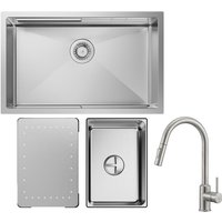 Cecipa - Edelstahlspüle 7044CM Küchenspüle Unterbauwaschbecken gebürstete + 40.4cm Küchenarmatur ausziehbarer Küchenarmatur von CECIPA