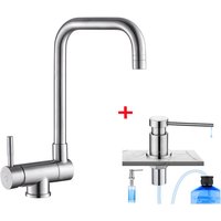 Cecipa Max - Cecipa Hochdruck Edelstahl-Klapp-Küchenarmatur, faltbarer Küchenarmatur-Spültischmischer + Küchenseifenspender mit 300-ml-Behälter, von CECIPA MAX