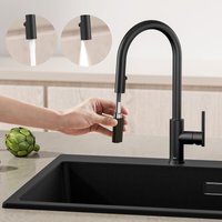 Küchenarmatur 306° drehbar schwarz ausziehbarer Wasserhahn Edelstahl Spültischarmatur - Cecipa von CECIPA
