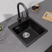 Spülbecken Quarz Schwarz 40x45cm Küchenspüle aus Quarz Küchenspüle aus Granit, 1 Becken Einbauspüle, 80% Quarzsand Küchenspüle (ohne Seifenspender) von CECIPA