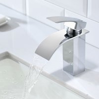 Waschtischarmatur Einhebelmischer Wasserfall Waschtischarmatur mit Heißem und Kaltem Wasser für Waschbecken Kurz - Chrom - Cecipa von CECIPA