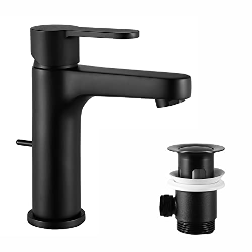Wasserhahn Bad Schwarz | CECIPA Wasserhahn mit Zugstange,Keine schmutzigen Hände,Waschtischarmatur Enthalten Ablaufgarnitur Waschbecken,Waschtischarmatur Schwarz-MIRAS-B Wasserhahn Bad Schwarz | CECIPA Wasserhahn mit Zugstange,Keine schmutzigen Hände,Waschtischarmatur Enthalten Ablaufgarnitur Waschbecken,Waschtischarmatur Schwarz-MIRAS-B von CECIPA