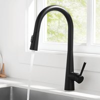 Wasserhahn Küche Schwarz, Küchenarmatur mit Brause Ausziehbar, Armatur Küche Schwarz mit 3 Strahlarten, Küchenarmaturen Mischbatterie Küche 360° von CECIPA