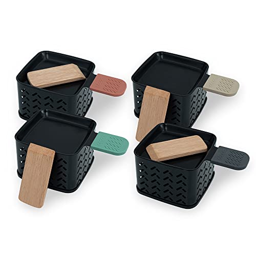 CÉCOA • Cheese'Up Double Duo • 4 Stück • Kerzenschaber • ohne Strom • Antihaft-Pfannen & Holzspatel • Leicht zu transportieren & zu reinigen • Ideal für Käseliebhaber von CÉCOA
