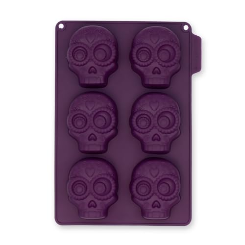 CÉCOA Halloween – Backform mit 6 Totenköpfen Calavera – 100 % hochwertiges Silikon – antihaftbeschichtet – garantiert BPA-frei – perfektes Backen und einfaches Herauslösen. von CECOA