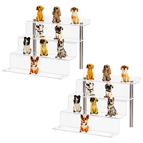 CECOLIC Acryl Display Ständer, 4-Stufen Transparente Riser Regal für Pop Figuren, Cupcakes, Desserts, Nagellack, Gewürze - 22,8 x 21 x 17,3 cm (Small - 2 Stück) von CECOLIC
