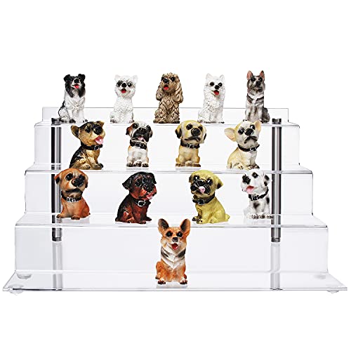CECOLIC Acryl Display Ständer, 4-Stufen Transparente Riser Regal für Pop Figuren, Cupcakes, Desserts, Nagellack, Gewürze - 30 x 27.5 x 16.5cm (Large - 1 Stück) von CECOLIC