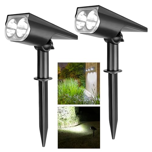 2 Stück Solarlampen für Außen Garten, IP65 Wasserdicht Solar Gartenleuchten mit 3 Helligkeitsmodi, Kann der Wand Montiert Werden 650lm Moderne Garten Solarleuchten für Terrassen, Zäune, Wege von CECOMBINE