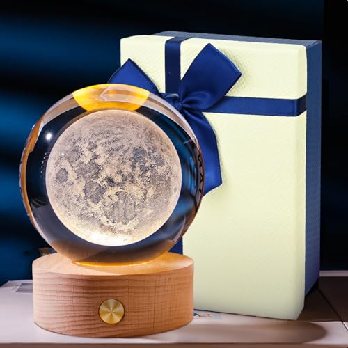 3D Kristallkugel Nachtlicht, Sonnensystem Glaskugel mit USB Powered, Solar System Crystal Ball mit LED Holzsockel für Weihnachten Thanksgiving Valentinstag Geburtstag Home Dekor (Milchstraße) von CECOMBINE