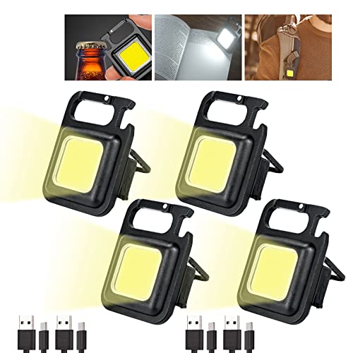 4 Stücke Mini LED Inspektionsleuchten, Notlicht mit USB Aufladen Tragbare Taschenlampe Arbeitslampe 1000 Lumen Magnetisches Wasserdicht Mechanikerlicht Tragbare für Notbeleuchtu Camping Reparatur von CECOMBINE