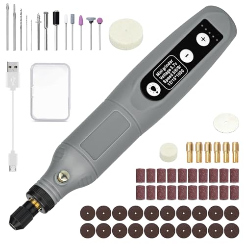 66Pcs Mini Multifunktionswerkzeug, 3.7V Li-Ion Akku Mehrzweckschleifmaschine mit 5 Variabler Drehzahleinstellungen, Rotary Tool für Viele Kreative Projekte Oder Heimwerkerarbeiten（Grau） von CECOMBINE