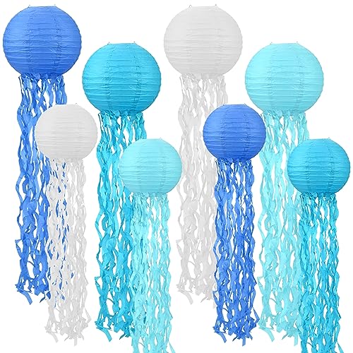 8 Stück Quallen Papierlaternen, Meerjungfrau Geburtstag Deko Quallen Papierlaternen Quallen Meerjungfrau Laterne für Ozean Thema Party Unter Dem Meer Geburtstag Hochtzeit Dekorationen (Blau 8 Stück Quallen Papierlaternen, Meerjungfrau Geburtstag Deko Quallen Papierlaternen Quallen Meerjungfrau Laterne für Ozean Thema Party Unter Dem Meer Geburtstag Hochtzeit Dekorationen (Blau von CECOMBINE