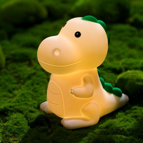 CECOMBINE Dinosaurier Nachtlicht Kinder, Silikon Nachtlicht Kinder 7 Farben Dinosaurier USB-Aufladung, Dino Nachttischlampe Touch Lampe Geschenke für Babys, Kindern, Teenagern von CECOMBINE