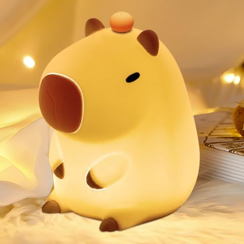 CECOMBINE Niedliche Capybara Nachtlichter, Nachtlicht Baby, Dimmbar Nachtlampe Stilllicht, Aufladbar LED Touch Licht Tragbar Aufladbar Nachtleucht Kinderzimmer Dekor Schlaflichter für Jungen Mädchen von CECOMBINE
